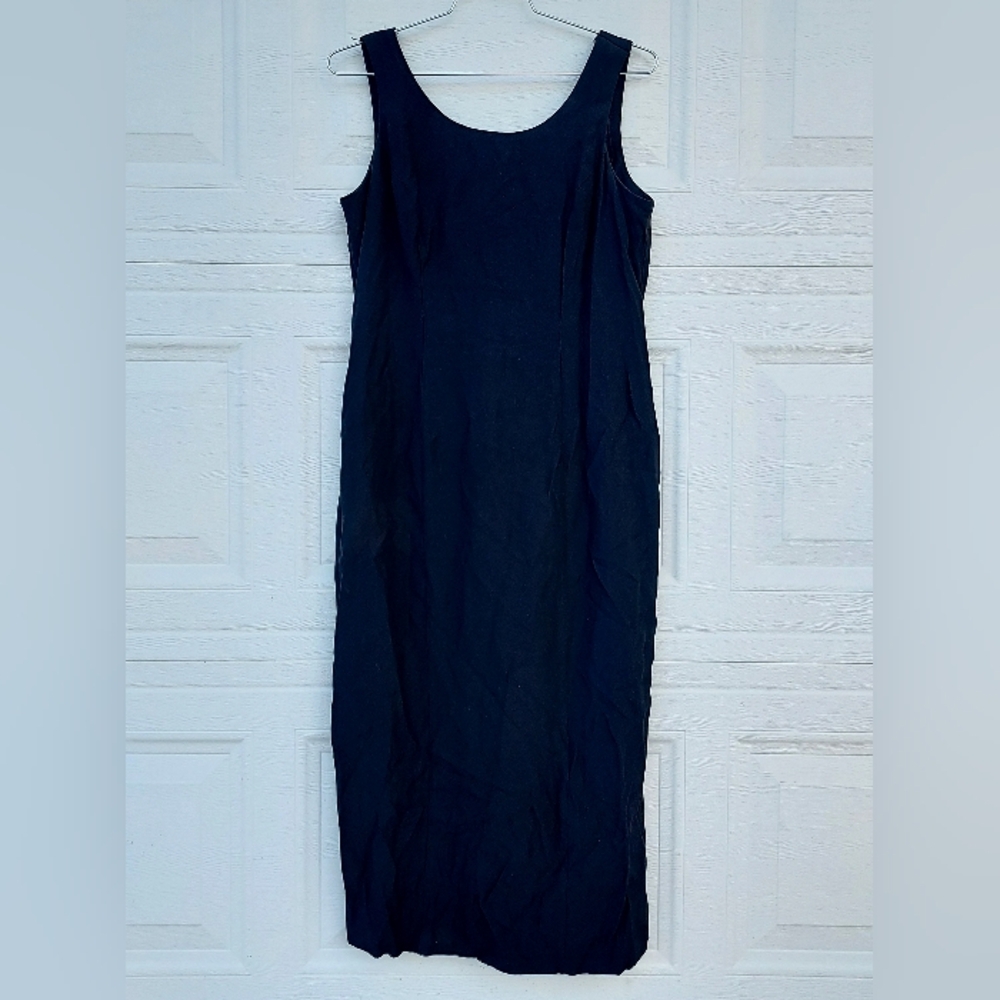 S.L. Fashions Classic Black Midi Dress